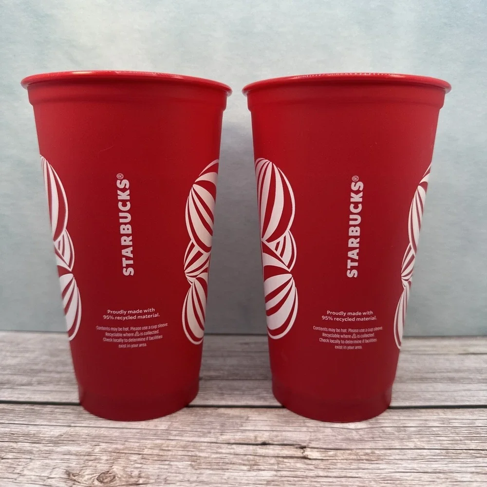 Lot‎ of 2 Starbucks Holiday Red Cup Day (16 oz) Reusable Hot Cup (No Lids)